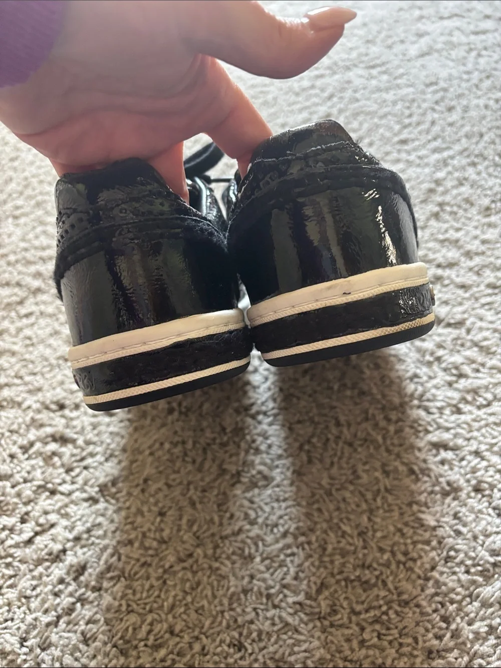 True Religion Black Patent Leather Sneakers